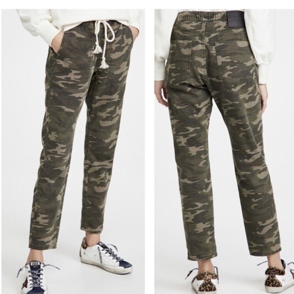 One Teaspoon Shabbies Green Camo Print High Rise Drawstring Pants Size XS
